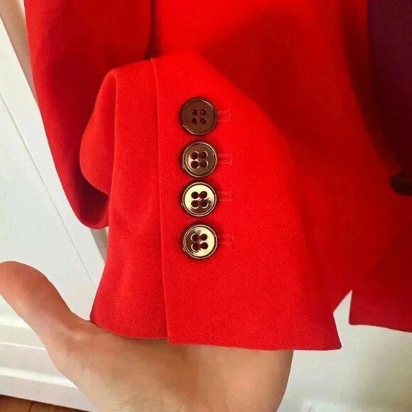 Marc Jacobs Sparks Crepe Blazer Bright Red with Maroon Size 6 Like New - Picture 7 of 10